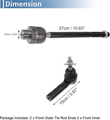 X AUTOHAUX 4pcs Front Inner Outer Tie Rod Ends Kit Suspension Steering Tie Rod End for Dodge Dakota Durango Drag Link No.EV432/ES3572/ES3573 in Saudi Arabia