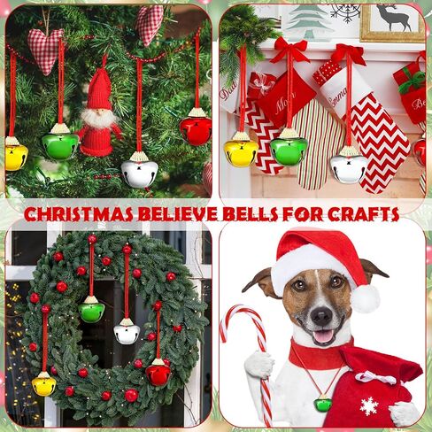 WILLBOND 24 Pcs 1.5 Inch Christmas Bell Necklaces Bulk The Polar Party Favors Believe Bell Ornaments Holiday Classroom Students Gifts Christmas Stocking Stuffers (Classic Color) in Saudi Arabia