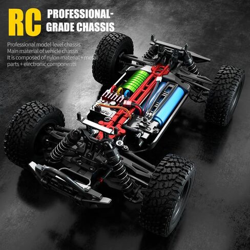 سيارات X-Verse KF10 1/10 RC للبالغين بسرعة 50 كم/ساعة، شاحنات RC 4X4 للطرق الوعرة مقاومة للماء مع بطارية 3S، دفع رباعي عالي السرعة لجميع التضاريس RC Truggy (3 بطاريات) in Kuwait