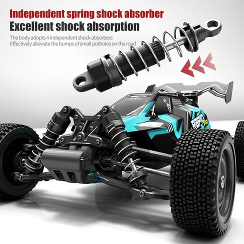 سيارات X-Verse KF10 1/10 RC للبالغين بسرعة 50 كم/ساعة، شاحنات RC 4X4 للطرق الوعرة مقاومة للماء مع بطارية 3S، دفع رباعي عالي السرعة لجميع التضاريس RC Truggy (3 بطاريات) in Kuwait