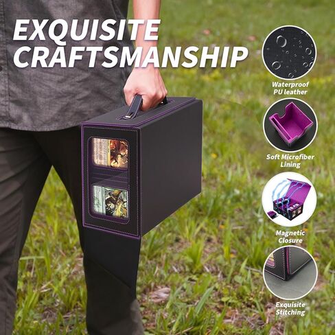 TECHAROOZ 5 في 1 MTG Deck Box Commander Case - PTCG/EDH/TCG صندوق سطح السفينة مع إغلاق مغناطيسي آمن، وصينية النرد وفواصل البطاقات - أكثر من 600 وحدة تخزين للبطاقات بأكمام مزدوجة، وحقيبة جاهزة للسفر (أسود وأحمر) in Kuwait
