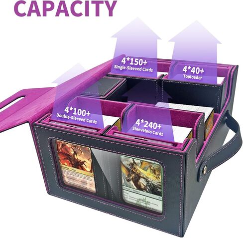 TECHAROOZ 5 في 1 MTG Deck Box Commander Case - PTCG/EDH/TCG صندوق سطح السفينة مع إغلاق مغناطيسي آمن، وصينية النرد وفواصل البطاقات - أكثر من 600 وحدة تخزين للبطاقات بأكمام مزدوجة، وحقيبة جاهزة للسفر (أسود وأحمر) in Kuwait