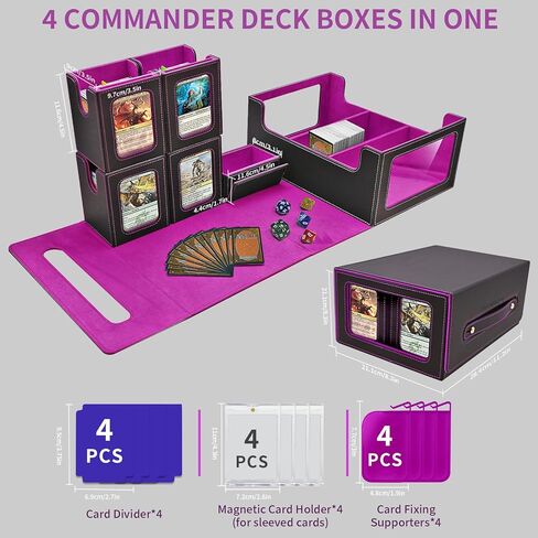 TECHAROOZ 5 في 1 MTG Deck Box Commander Case - PTCG/EDH/TCG صندوق سطح السفينة مع إغلاق مغناطيسي آمن، وصينية النرد وفواصل البطاقات - أكثر من 600 وحدة تخزين للبطاقات بأكمام مزدوجة، وحقيبة جاهزة للسفر (أسود وأحمر) in Kuwait