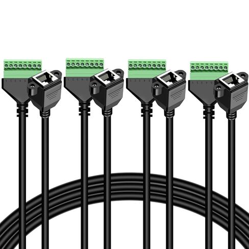 4 قطع 1 قدم/0.3 متر RJ45 أنثى قابس إلى 8 دبوس موصل طرفي لولبي لـ Cat7 Cat6 Cat5e Cat5 موسع إيثرنت، AV CCTV UTP DVR سلك تمديد محول الشبكة in Kuwait