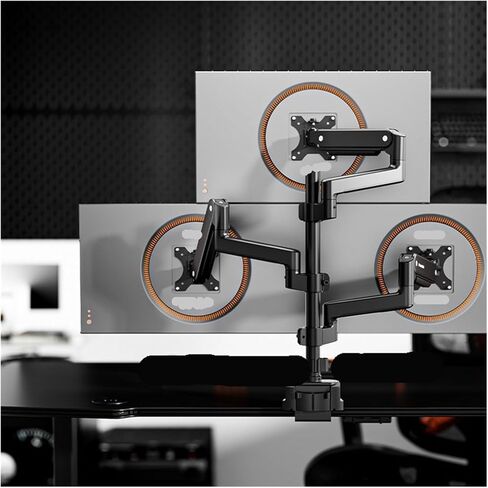 T8-3B Cantilever Desktop Monitor Stand (Three Screens, Top and Bottom) - No Drilling Required in Saudi Arabia