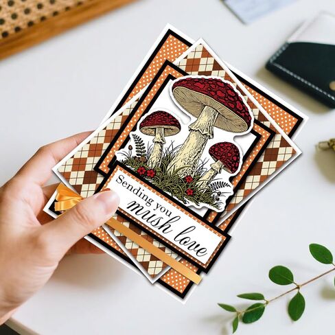 استنسل طبقات الفطر العتيق من ORIGACH لصنع البطاقات، قالب استنسل لنباتات الغابات، طوابع شفافة من السيليكون ومجموعات قوالب معدنية لصناعة ألبوم صور القصاصات بنفسك in Saudi Arabia