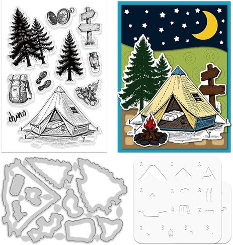 استنسل طبقات الفطر العتيق من ORIGACH لصنع البطاقات، قالب استنسل لنباتات الغابات، طوابع شفافة من السيليكون ومجموعات قوالب معدنية لصناعة ألبوم صور القصاصات بنفسك in Saudi Arabia