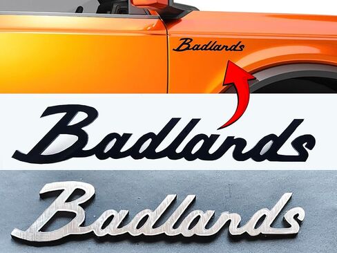 شعار شارة Badlands الكلاسيكية المتوافقة مع Ford Bronco SUV/Sport (أسود مطفي، 10 بوصة × 2 بوصة) in Kuwait