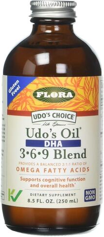 Flora Udo's Omega 3-6-9 Oil with DHA 17 Fl Oz Supplement - Organic, Plant Based, Vegan DHA, Superior to Fish Oil - Supports Cognitive Function & Eye Health in Kuwait
