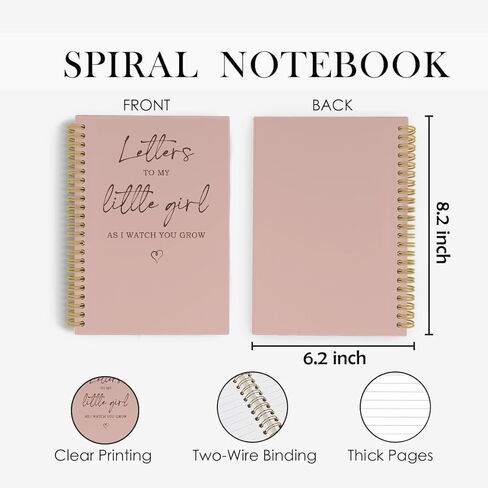 ANIANG Letters To My Little Girl Spiral Notebook, Dear Daughter Journal, Baby Shower Girl Gifts, Mothers Day 5.5"x8.3" 164Pages Lined Notebooks College Ruled Gifts for New Mom First Time Mom Gifts in Saudi Arabia