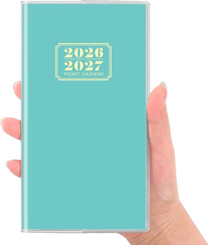 SKYDUE Pocket Calendar 2026-2027, Monthly Planner Jan 2026- Dec 2027 for Purse, 6.7" x 3.7" 2 Year Small Pocket Planner, Compact Design with Plastic Sleeve Blue in Saudi Arabia
