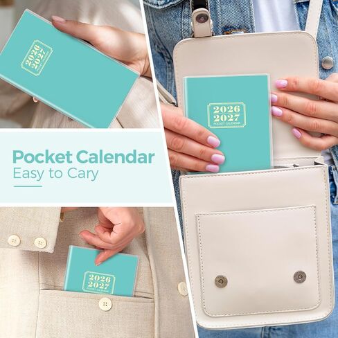 SKYDUE Pocket Calendar 2026-2027, Monthly Planner Jan 2026- Dec 2027 for Purse, 6.7" x 3.7" 2 Year Small Pocket Planner, Compact Design with Plastic Sleeve Blue in Saudi Arabia
