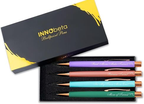 InnoBeta Twin Mom Gifts, Ballpoint Pen Set of 4, Gift Ideas for Mom of Twins, Twin Mama, Mother of Twins in Saudi Arabia