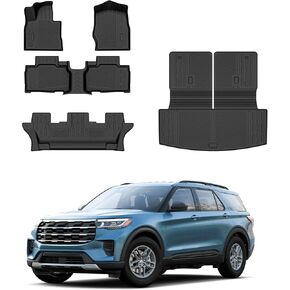 Floor Mats for 2020-2025 Ford Explorer (7 Seats),All Weather TPE Floor Mats & Backrest mats & Trunk mat for Ford Explorer Accessories,Full Set mats in Kuwait