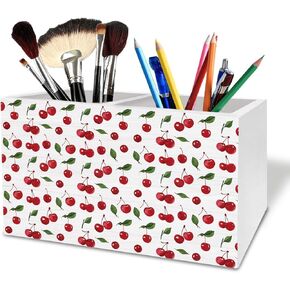 Red Cherry Pen Holder for Desk, Cute Cherries Fruit Aesthetic Wooden Box Sign Desk Decor for Girls Bedroom Dorm Home Office Decoration, Cherry Themed Gifts Pencil Organizer in Kuwait