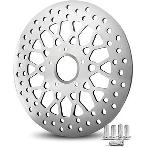 11.8 Mesh Polished Chrome Black Stainless Front Rear rotor + Bolt for Harley Dyna Set 2006-2017 (2-1 Black - 1 Front Rotor) in Saudi Arabia