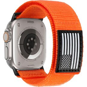 حزام نايلون Trail Loop متوافق مع Apple Watch Ultra/2 Band 49mm 45mm 44mm 42mm، حزام رياضي مرن مضفر ناعم ومتين لسلسلة iWatch 9 8 7 6 5 4 3 2 1 Ultra/2 Men USA Flag in Kuwait