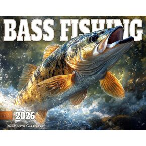 تقويم جداري مصور لصيد الأسماك لعام 2026 مقاس 16 شهرًا مقاس X-Large 14x22، تقويم صيد الأسماك من شركة KING-Monster Calendars in Kuwait