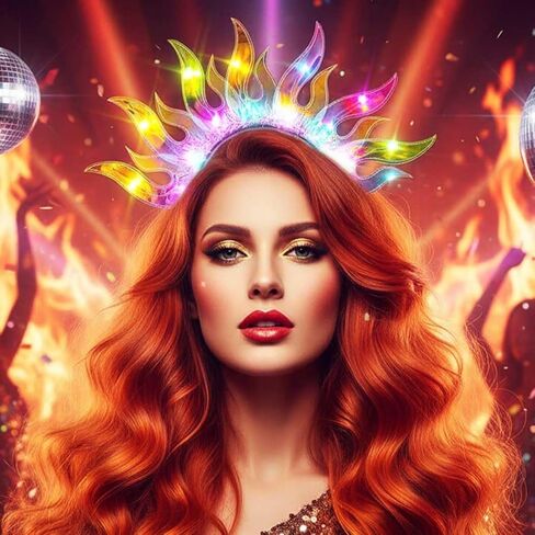 DRESBE Light Up Headband LED Fire Headbands Flame Hair Hoop Party Prom Rave Hair Accessories for Women (Yellow Light) in Kuwait