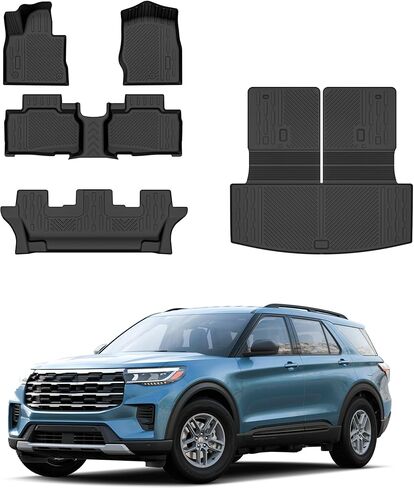 Floor Mats for 2020-2025 Ford Explorer (7 Seats),All Weather TPE Floor Mats & Backrest mats & Trunk mat for Ford Explorer Accessories,Full Set mats in Saudi Arabia