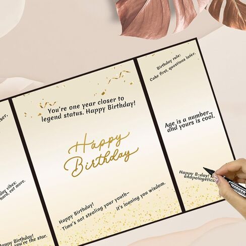 زينة عيد ميلاد الذهب الأسود للرجال حجم بطاقة عيد ميلاد جامبو مقاس 22 بوصة × 14 بوصة، دفتر ضيوف لتوقيع عيد ميلاد سعيد للحفلات مناسب لـ 30 40 50 60 70 80 90 عامًا هدايا الحفلات in Saudi Arabia