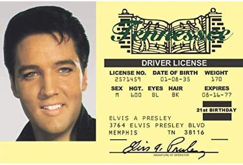 Signs 4 Fun Parody ID | Elvis ID | Fake ID Novelty Card | Collectible Trading Card Driver’s License | Novelty Gift for Holidays | Made in the USA in Saudi Arabia
