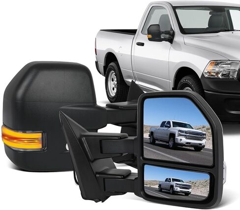 ECCPP Towing Mirrors Fit For 2015-2020 For Ford For F150 Pickup Truck Power Adjusted Heated Turn Signal Light Temperature Sensor Black Cap Housing A Pair driver And Passenger Side in Kuwait