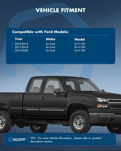 ECCPP Towing Mirrors Fit For 2015-2020 For Ford For F150 Pickup Truck Power Adjusted Heated Turn Signal Light Temperature Sensor Black Cap Housing A Pair driver And Passenger Side in Kuwait