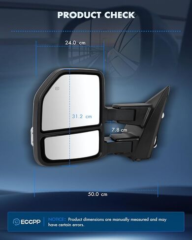 ECCPP Towing Mirrors Fit For 2015-2020 For Ford For F150 Pickup Truck Power Adjusted Heated Turn Signal Light Temperature Sensor Black Cap Housing A Pair driver And Passenger Side in Kuwait