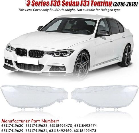 Car Headlight Lens Glass Lampshade Led Headlamp Lens Cover Compatible for Bmw F30 F31 3 Series 2016 2017 2018 2019 Headlight Cover Shell(Left) in Saudi Arabia
