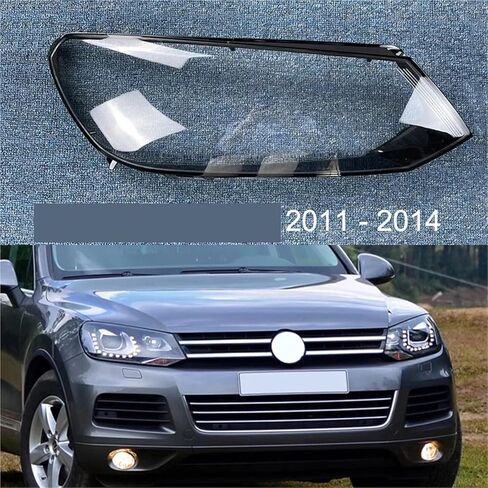 عدسة المصابيح الأمامية للسيارة متوافقة مع VW Touareg Halogen 2011-2014 زجاج أمامي شفاف يحل محل أباجورة المصابيح الأصلية (يسار) in Kuwait