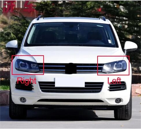 عدسة المصابيح الأمامية للسيارة متوافقة مع VW Touareg Halogen 2011-2014 زجاج أمامي شفاف يحل محل أباجورة المصابيح الأصلية (يسار) in Kuwait