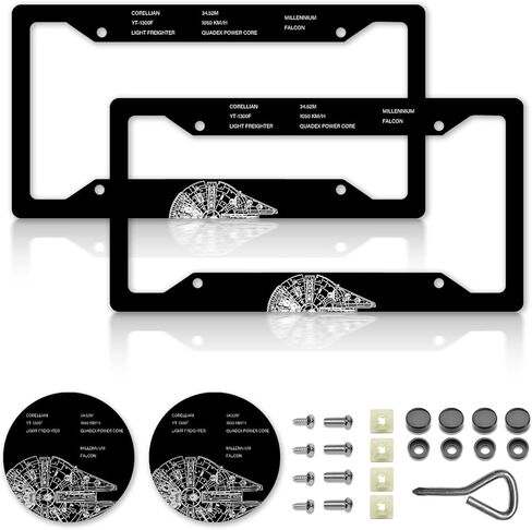 Anime Star License Plate Frames，Wars Car Accessories for Women & Men，Cute License Plate Holder，Aluminum License Plate Frame Fits Standard US Vehicles Size 12.2 x 6 Inch (Black-2pcs) in Saudi Arabia