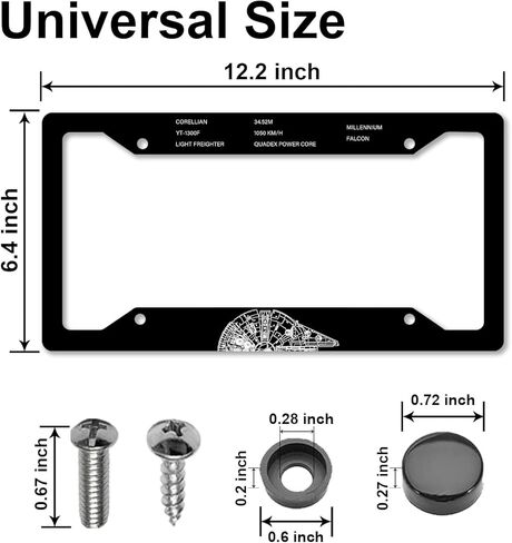 Anime Star License Plate Frames，Wars Car Accessories for Women & Men，Cute License Plate Holder，Aluminum License Plate Frame Fits Standard US Vehicles Size 12.2 x 6 Inch (Black-2pcs) in Saudi Arabia