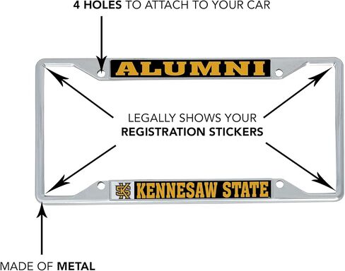 Desert Cactus Kennesaw State University Car Accessories Owls Metal License Plate Frame and Tag Holder for Front or Rear of Car (Alumni) in Saudi Arabia