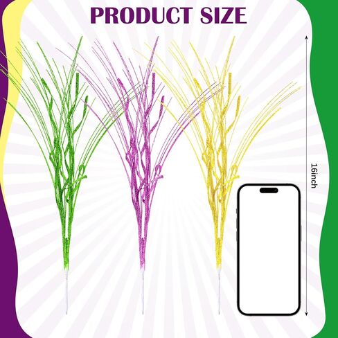 12 Pcs Mardi Gras Glitter Berry Stems 16 Inch Mardi Gras Decorations Artificial Purple Gold Green Berry Picks and Sprays Christmas Tree Filler Branches Ornaments for Carnival Centerpieces in Saudi Arabia