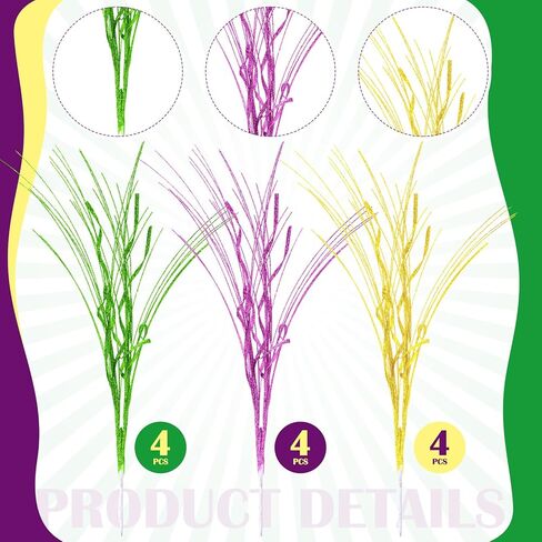 12 Pcs Mardi Gras Glitter Berry Stems 16 Inch Mardi Gras Decorations Artificial Purple Gold Green Berry Picks and Sprays Christmas Tree Filler Branches Ornaments for Carnival Centerpieces in Saudi Arabia