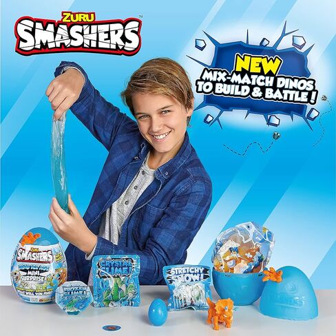 بيضة مفاجأة صغيرة من سماشرز دينو آيس إيج صابر توث تايجر من زورو مع العديد من المفاجآت! - سلايم، ديناصور، مقتنيات، ألعاب للأولاد والأطفال (صابر توث تايجر) in Kuwait