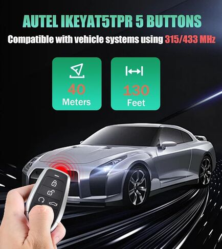 Autel MaxiIM IKEY IKEYAT5TPR Programmable Smart Key Replacement 5 Buttons Lock Unlock Air Suspension Remote Start Panic Buttons OE-Quality for 700+ Vehicles OBD Learning 40 meters/130 feet in Saudi Arabia