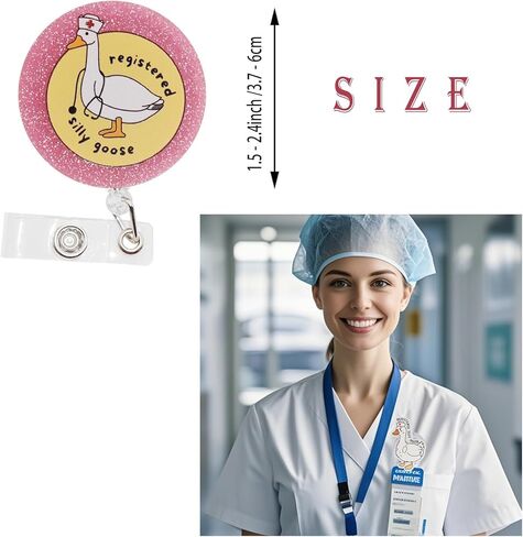 5Pcs Funny Silly Goose Badge Reel, Cute Nurse Badge Reel Retractable ID Clip Accessory for Nurses, Nursing, Doctors, Teachers, Students, Medical Staff Lanyard Supplies Accessories Gifts in Saudi Arabia
