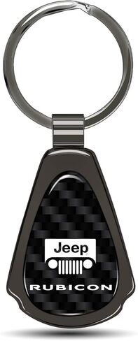 iPick Image for Jeep Wrangler Rubicon Real Black Carbon Fiber Metal Teardrop Key Chain in Saudi Arabia