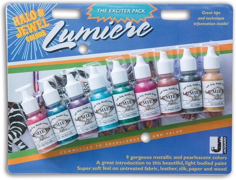 Jacquard Lumiere Fabric Paint Pearl GREE, Pearlescent Emerald Green 8 oz Jar in Kuwait