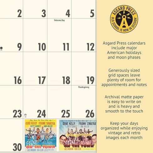 Asgard Press 2026 Vintage Musicals Deluxe Wall Calendar, 16 Months, Frame-Ready Musical Movie Poster Art with Commentary, 11"x15" (Size When Open) in Saudi Arabia