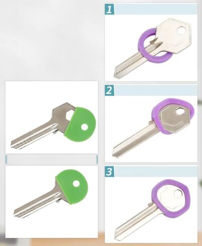 16 Pack Coloured Plastic Key Cap Labels and Identifier Covers for Standard Flat House Keys, 2 Styles in Saudi Arabia