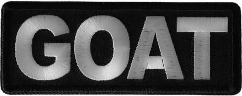 Goat Greatest of All Time 4" x 1.5" Iron-on Embroidered Patch in Saudi Arabia