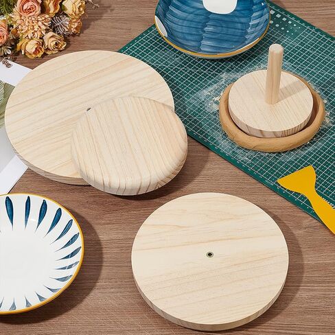BENECREAT 4 Pcs Wood Pottery Molds, 4.7/6.3/7.8/9.5inch Ceramic Molds with Handle, Ceramic Clay Tool for Plate, Bowl, Slump Plate Forming Molds, DIY Crafts in Saudi Arabia