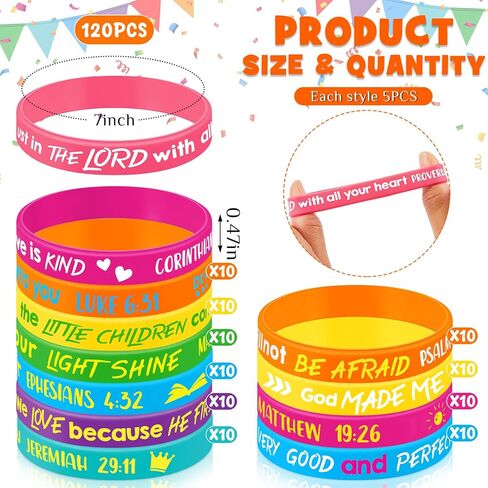 Gueevin 60 Pcs Bible Verse Bracelets for Kids Christian Scripture Bracelets Jesus Wristbands Religious Motivational Rubber Bracelets Jesus Bracelet Religious Party Favors Christian Gifts for Kids in Kuwait