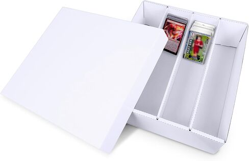 Trading Card Storage Box 3200 Count – Fits Standard Size Sports Cards, TCG, MTG – Cardboard Organizer With Divider – White Bulk Holder Protecting and Organizing Baseball, Soccer, Basketball Game Cards in Saudi Arabia