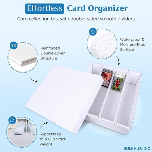 Trading Card Storage Box 3200 Count – Fits Standard Size Sports Cards, TCG, MTG – Cardboard Organizer With Divider – White Bulk Holder Protecting and Organizing Baseball, Soccer, Basketball Game Cards in Saudi Arabia