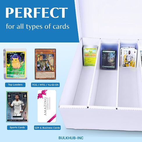 Trading Card Storage Box 3200 Count – Fits Standard Size Sports Cards, TCG, MTG – Cardboard Organizer With Divider – White Bulk Holder Protecting and Organizing Baseball, Soccer, Basketball Game Cards in Saudi Arabia